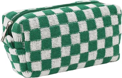 Reis Makeup Tas voor Vrouwen, Cosmetica Organizer, Toilettas, Handige Reistas, Compacte Make-up Opbergoplossing in Groen en Wit