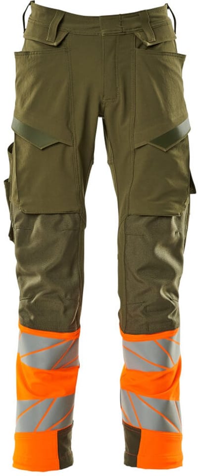 Mascot Accelerate Safe Broek met kniezakken 19179-511 - mosgroen/hi-vis oranje - C46 - 76