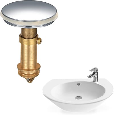 Pop-up gootsteenstop - 38 mm klikveerstop - badkamer opdrukbare afvoerstop - massief messing verchroomd - wastafelstop met drukknop voor keuken, badkamer, wastafel, bad