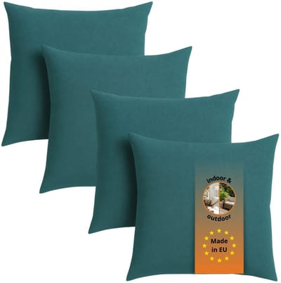 sleepling sierkussenset van 4 - 40x40 cm kussen – bankkussen van robuuste meubelstof - incl. hoes en vulling - als decoratiekussen, sierkussen of couchkussen - kussenset - Made in EU - 40 x 40 cm - petrol