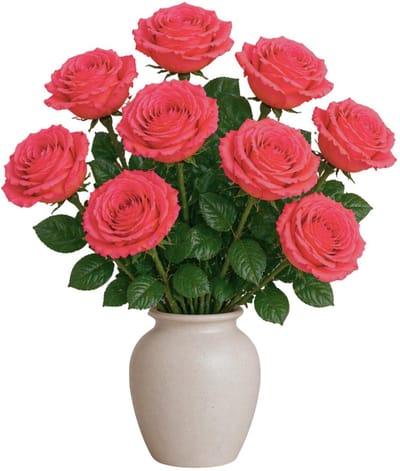 Mica Decorations Kunstbloem Roos Valentine - 6x - H59 cm - roze - kunststof - stelen kunstbloemen - boeket - rozen bloemetjes - Valentijnsdag