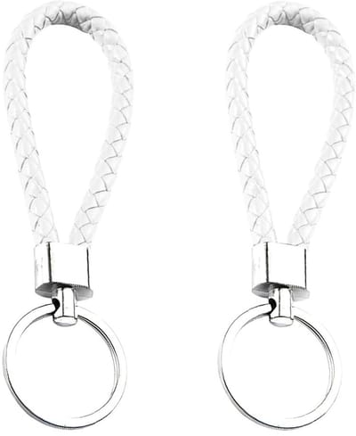 Dailygoody - Sleutelhanger - Gevlochten leer - Anti-verlies - Meerkleurig - Voor autosleutels - Uniseks volwassene - 2 stuks
