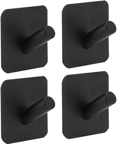 Dailygoods- Wandhaken Zelfklevend - Handdoekhaken - Ophanghaken - Zwart - Set van 4 - Geschikt voor Mantels - Haakjes