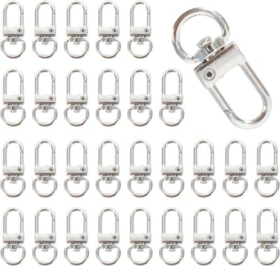 Metalen Carabiner Haken voor Sleutelhangers en DIY Projecten - Draaibare Klemmen en Clips voor Handwerk en Tassen (Zilver)