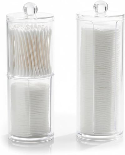 Set van 3 Opbergdozen voor Wattenstaafjes en Makeup Remover Pads met Transparante Deksel, Ideaal voor Badkamer, Organiseren van Makeup en Huishoudelijke Ruimtes
