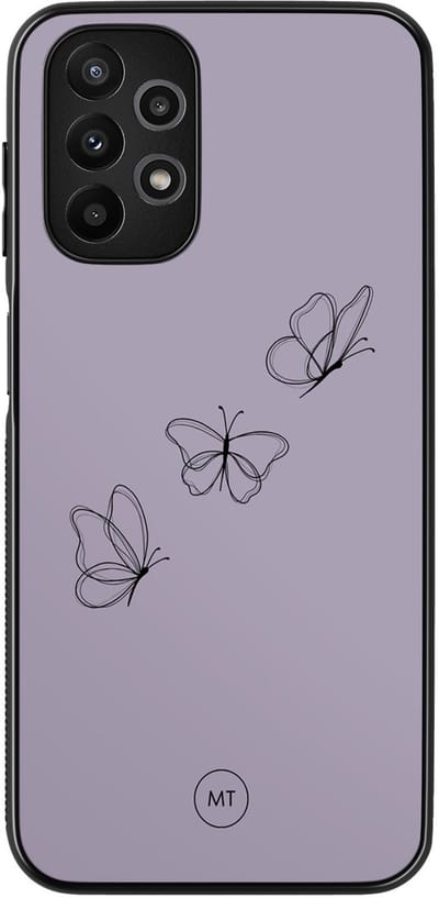 Hoesje geschikt voor Samsung Galaxy A13 4G - Vlindertjes - TPU Hard Case Backcover - Paars - Mooie Telefoonhoesjes