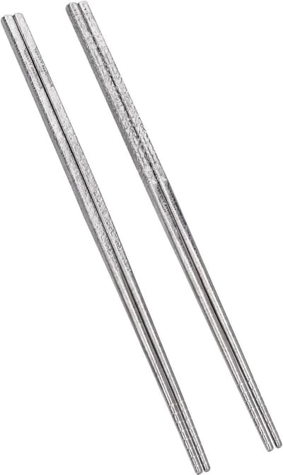 23 cm Pure Titanium Eetstokjes, 46 g, Voedselveilig en Stevig, Herbruikbare Metalen Stokken voor Thuis en Restaurants, Set van 2