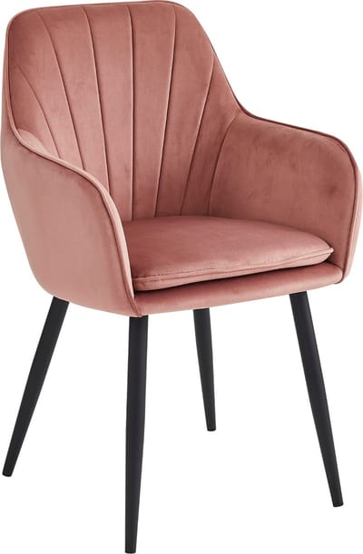 Colenis® - Melissa Eetkamerstoel - Set Van 4 - Roze - Fluweel - Velvet - Industrieel - Met armleuning