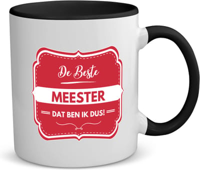 Akyol - de beste meester, dat ben ik dus koffiemok - theemok zwart - Meester - iemand die een meester is - beste ooit - werk - collega - school - verjaardagscadeau - kado - geschenk - afscheidscadeau - welkomscadeau - verrassing - 350 ML inhoud