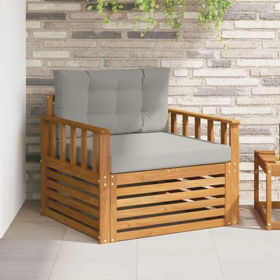 vidaXL Tuinbank Massief Acaciahout en Polyester Naturel en lichtgrijs