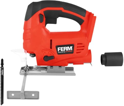 FERM - AX-POWER - JSM1039 - Accu - decoupeerzaag - 20V - 4 pendelstanden - Variabele snelheid - 0-2300/min - Snelwisselsysteem - Verstelbare zaaghoek - van -/-45° tot +45° - Transparantie beschermkap - Zonder accu en lader - Draadloze decoupeerzaag
