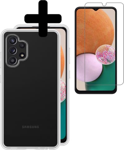 Hoesje - Met Screenprotector - Geschikt voor Samsung Galaxy A13 4G - Sterk & Shockproof - Back Cover - Siliconen Case - Telefoon Hoes - Telefoonhoesjes - Transparant