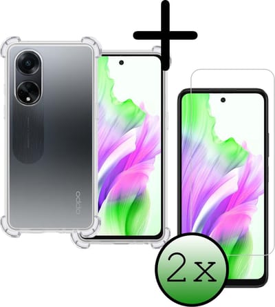 Hoesje Met Screenprotector - 2 Stuks - Geschikt voor OPPO A98 - Sterk & Shockproof - Siliconen Case - Back Cover - Telefoon Hoes - Shock Proof - Transparant