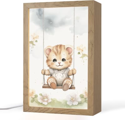 Nachtlampje 20x30 cm - Kinder lampje - Poes - Baby - Dier - Kinderen - Tafellamp kinderkamer - Slaapkamer lamp - Bedlamp kinderen - Kinderlampje stopcontact - Wandlamp babykamer - Nachtlampjes