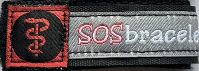 SOSbracelet zilvergrijs MEDIUM (9 tm 12 jaar)