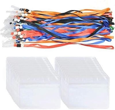 50 Stuks Horizontale ID Kaarthouder met Lanyard - Transparante PVC ID-Houder voor Bedrijfskaarten en Naamplaten