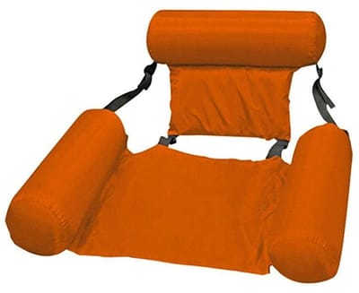 Drijvende strandmat - Opblaasbaar ligbed voor op het water - Opblaasbare drijfstoel - Drijvende stoel voor in het water -120x100cm - Opvouwbaar en draagbaar - Sterk draagvermogen - Geschikt om in zwembad en zeewater te drijven - Oranje