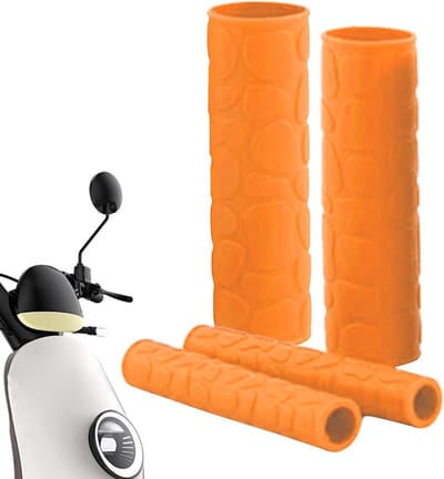 Motorfiets Stuurafdekking - Antislip Handgrepen - Veiliger Rijden - Schokabsorberend Rubber - 2 Stuks - Oranje