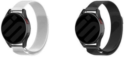 Strap-it Bundel van 2 Milanese Banden - Geschikt voor Samsung Galaxy Watch 6 40mm - Horlogeband / Polsband / Armband / RVS Armband / Magnetische Armband - Zwart & Zilver - Luxe & ademend ontwerp