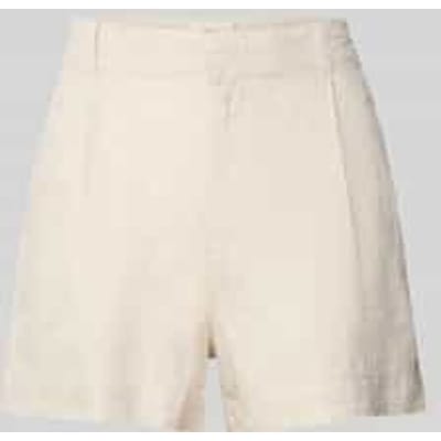 Korte regular fit linnen broek met bandplooien