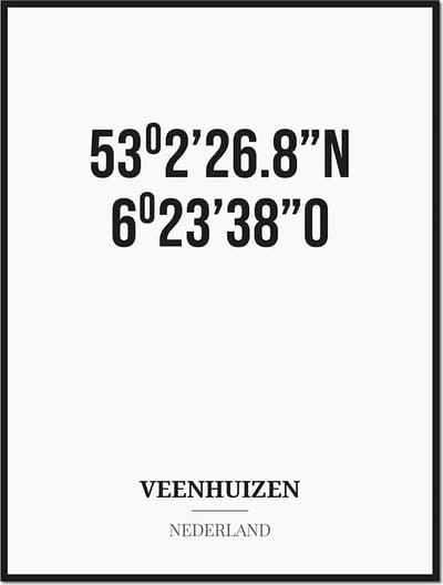 Poster/kaart VEENHUIZEN met coördinaten