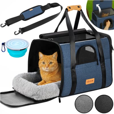 Cadoca Reismand Kat - Drinkbak Wasbaar 44x34x31cm tot 20kg - Blauw