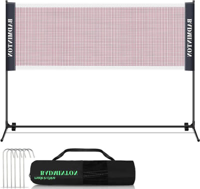 Ikodm Badmintonnet, badmintonnet, tennisnet, 4,1 m, draagbaar shutton, met verstelbare in hoogte verstelbaar, opvouwbaar shuttlenet voor tuin, indoor outdoor trainingsnet met draagtas