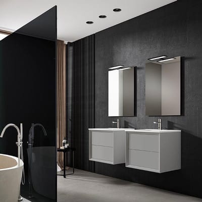 Saniclass Prime Core Badkamermeubelset - 60x50x45cm - 1 ovale keramische wasbak wit - 1 kraangat - 2 lades - rechthoekige spiegel - mat greige (grijs)