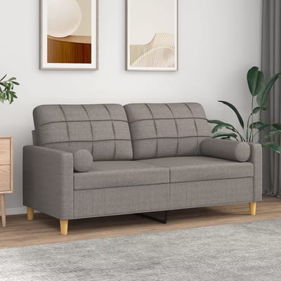 vidaXL - Tweezitsbank - met - sierkussens - 140 - cm - stof - taupe