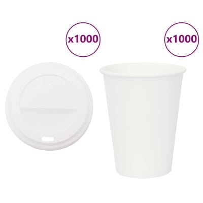 vidaXL - Papieren - koffiekopjes - met - deksel - 1000 - st - 12oz - 300 - ml
