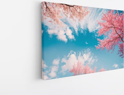Saammp Canvas Schilderij - Roze Bomen - Natuur - Landschap - 45x30 - Foto op canvas - Wanddecoratie - Muurdecoratie Woonkamer - Slaapkamer decoratie - Canvas Print