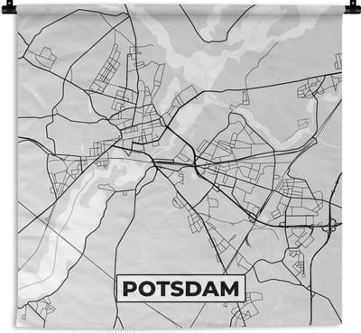 Wandkleed - Wanddoek - Duitsland - Stadskaart - Plattegrond - Potsdam - Kaart - 180x180 cm - Wandtapijt