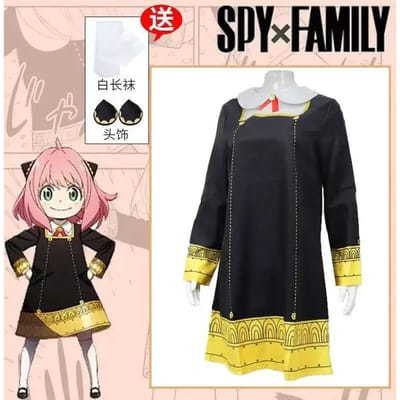 Nieuw 3-delig Anime Spy X Family Anya Faker Kostuum Cosplay Damesjurk Zwart Uniform Set Volledig Halloween Carnaval Feestjurken kid130