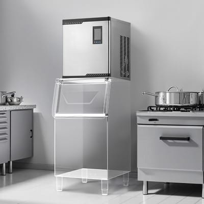 Commerciële ijsblokjesmachine - Hoofdeenheid - 136 kg/dag Capaciteit - RVS Behuizing - Slim Bedieningspaneel - Zelfreinigend - Instelbare Ijsdikte - Zonder Opslagbak