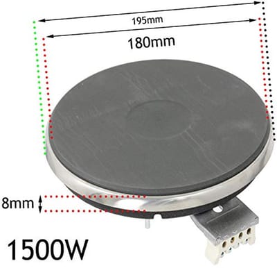 Verwarmingselement Kookplaat - Reserveonderdeel Oven - Elektrische Kookplaat Reparatie - 1500 Watt Vermogen - 180mm Diameter - Zilverkleurig