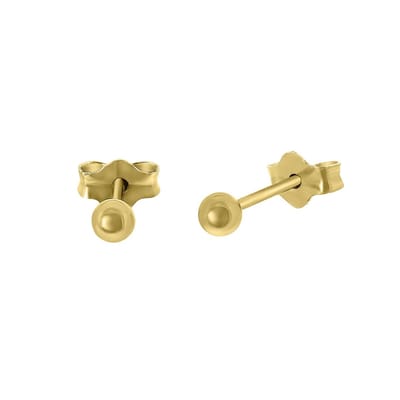 Lucardi Dames Oorbellen bol goldplated 3mm - Oorbellen - Cadeau - Echt Zilver - Goudkleurig