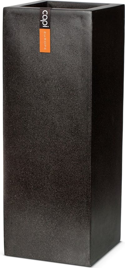 Capi Europe - Bloempot rechthoek Terrazzo - 35x35x78 - Zwart - Bloempot voor buiten - FIT952
