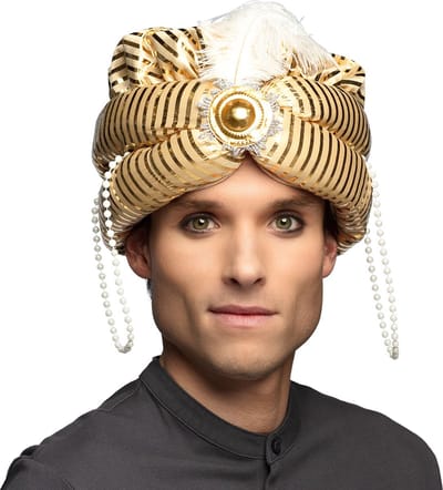 Boland - Hoed Sultan Bandar Goud - 58 - Volwassenen - Unisex - 1001 Nacht en Midden-Oosten - Arabisch - Midden oosten