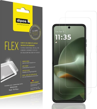 dipos – 2x Beschermfolie geschikt voor Motorola Razr 70 Plus Innenseite | 3D Full Cover Screenprotector | 100% Passend