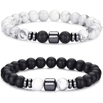 Bovista Armband - Staal - Nep Zilver - Heren - 4 Stuks - Kralen