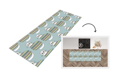 Keukenloper - Loper keuken - Meisje - Katten - Trui - Patronen - 150x50 cm - Keukenloper vinyl