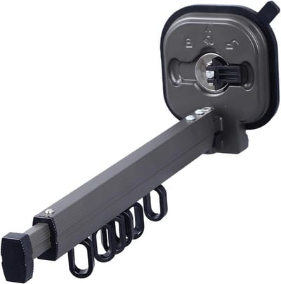 Wandgemonteerd Droogrek voor Ruimtebesparende Kleding - Intrekbaar en Inklapbaar met Zuignap - Balkonwasgoed Organiser - Aluminium Legering.