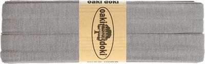 Oaki Doki Jersey Tricot Biaisband 20mm – 3 Meter – Lichtgrijs 026 – Elastisch Afwerkingslint voor Stretchstoffen