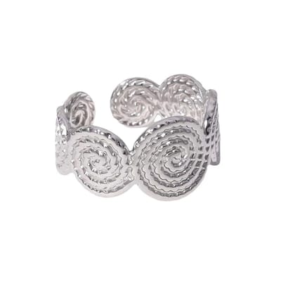 Aramat Jewels | Ringen | Stalen Verstelbare Ring - Gedraaide Cirkels - One Size | Zilverkleur | |10mm | Staal | Volwassenen | Verkleurd niet