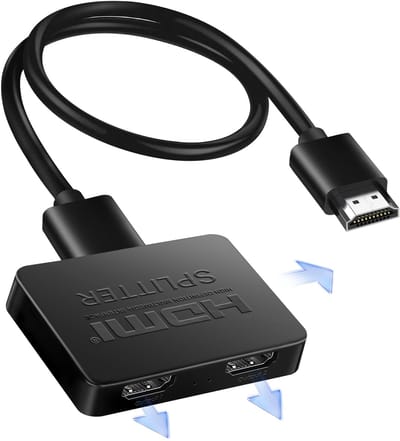 Ynkkvre - HDMI Splitter 1 in 2 Out Gelijktijdig 4K 60Hz - HDMI Verdeler voor 2 Monitoren, Alleen Spiegelmodus, Ondersteunt HDMI 2.0b, HDCP2.2, Automatische Schaling, Full HD 1080P 3D