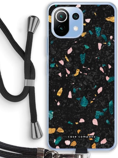 Case Company® - Hoesje met koord geschikt voor Xiaomi Mi 11 Lite hoesje met Koord - Terrazzo N°10 - Telefoonhoesje met Zwart Koord - Bescherming aan alle Kanten en Over de Schermrand