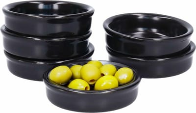 Cosy and Trendy Mini tapas schaaltjes - 6x - bakjes - zwart - 7,5 cm - aardewerk saus schaaltjes