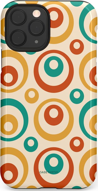 Casetastic hoesje geschikt voor Apple iPhone 11 Pro - Dubbellaagse bescherming - Bolletjes boogie - Fashion Case - Crème Terracotta Goud Turquoise