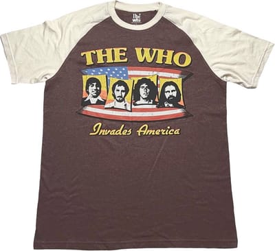 The Who - Invades America Heren T-shirt - S - Bruin/Creme