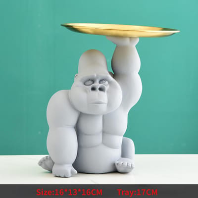 Huisdecoratie King Kong Standbeeld Sleutel Organizer Bak Ornament Gorilla Sculptuur Woonkamer Decoraties Hars Cartoon Ambacht Cadeaus